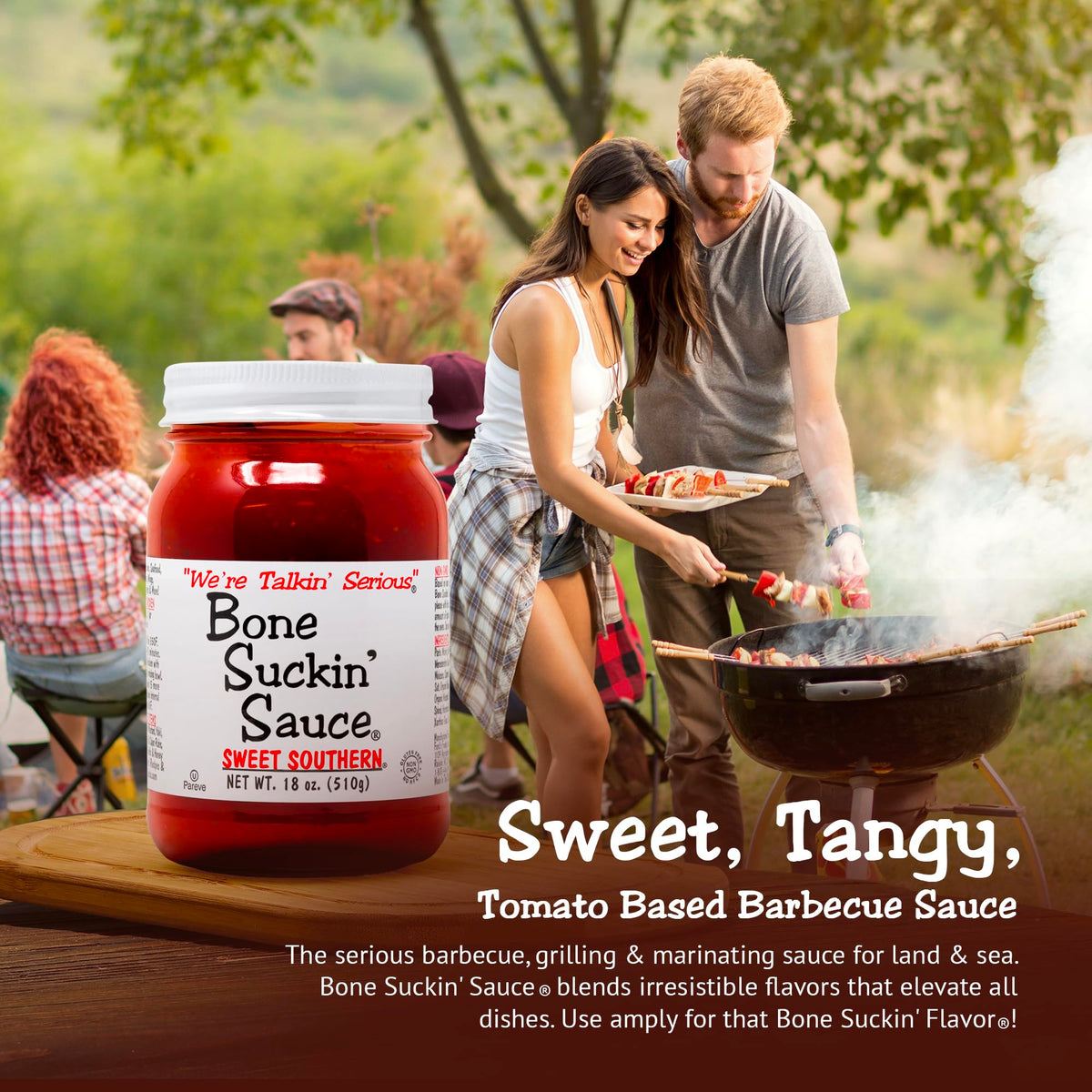 Packaged Bone Suckin' Sauce Sweet Southern jar shown for pantry-ready flavor.