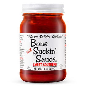 Bone Suckin' Sauce pours a rich, thick glaze on ribs.