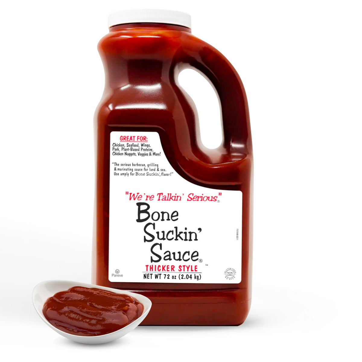 Bone Suckin' Sauce pours over meat to boost flavor.