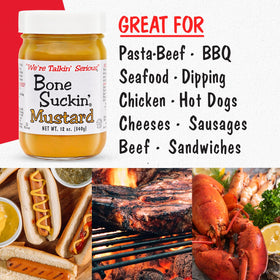 Bone Suckin' Sweet Spicy Mustard 2-pack label close-up for pantry