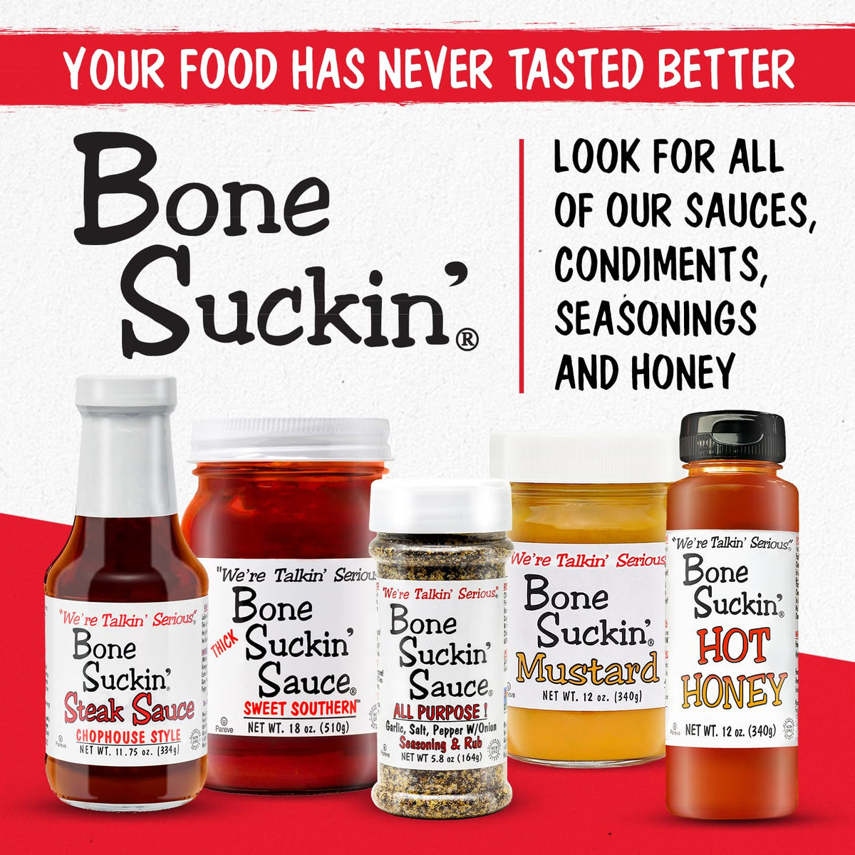 Bone Suckin' Sweet Spicy Mustard on a sandwich with crisp bread