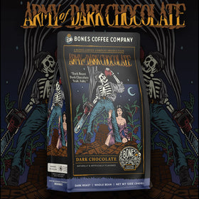 Bones Coffee Army of the Dark Chocolate French press ready grind.