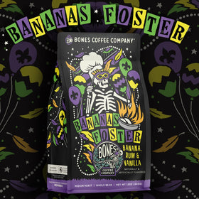 Bones Coffee Bananas Foster vanilla swirls hint at dessert-inspired aroma