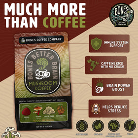 Bones Coffee Better Brain with mushroom blend supports calm focus and digestive balance