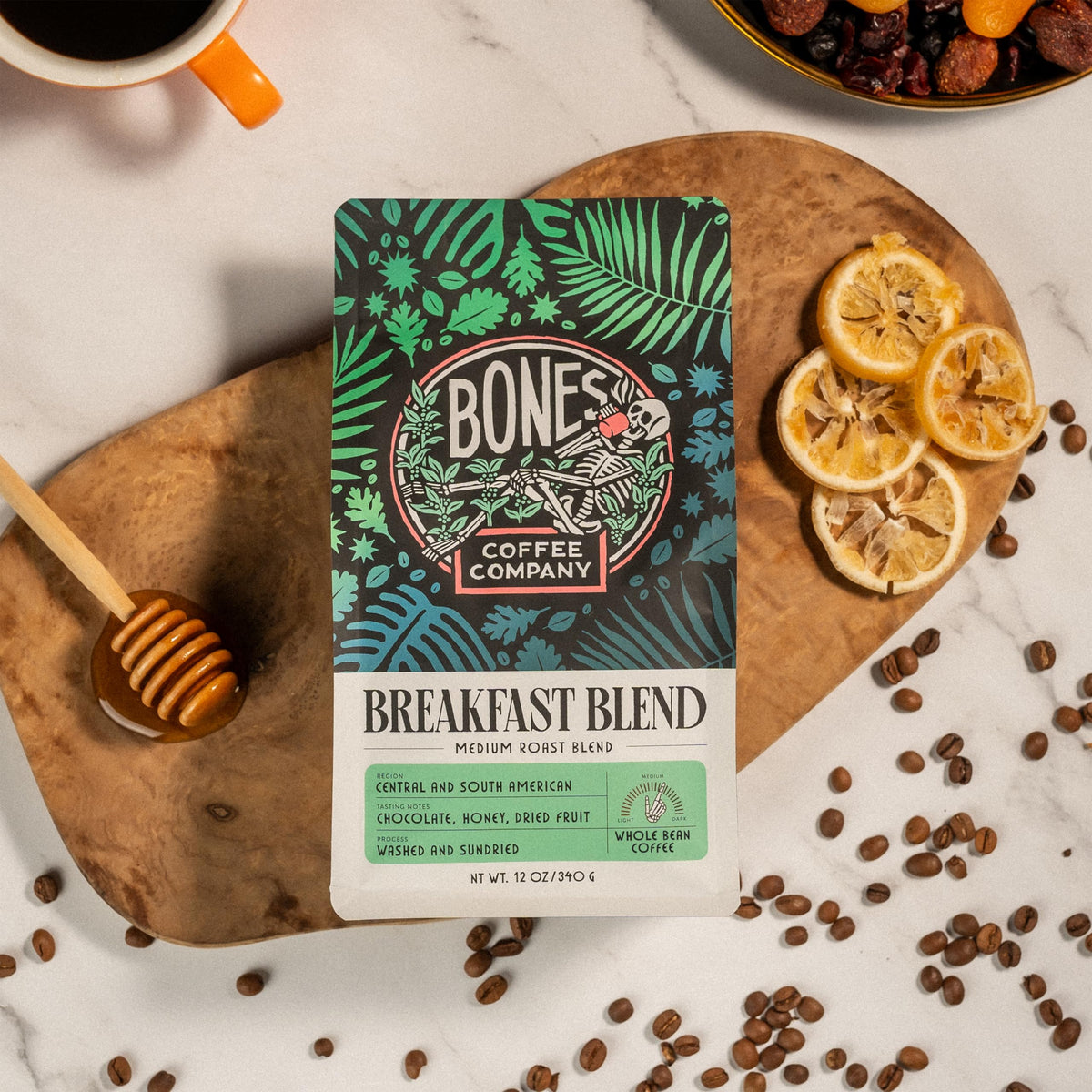 Bones Coffee Breakfast Blend dried fruit note with subtle sweetness