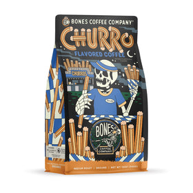 Bones Coffee Company churro aroma cup highlights rich aroma for a cozy morning.