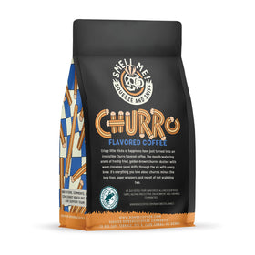 Bones Coffee Company churro cinnamon dust emphasizes warm scent in every cup.