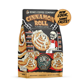 Bones Coffee Cinnamon Roll aroma evokes warm bakery notes for mornings.