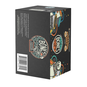 Bones Coffee Company Cinnamon Roll Pod beside a mug, emphasizing quick, flavorful mornings.