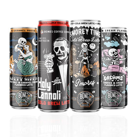 Bones Coffee Cookies N Cream latte can featuring dessert-inspired flavor for convenient caffeine.