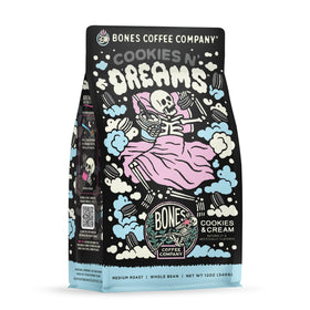 Bones Coffee Cookies 'N Dreams bag front showing premium packaging and fresh aroma