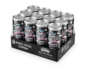 Bones Coffee Cookies N' Dreams Latte on-the-go setup – ideal for commuters and travelers.