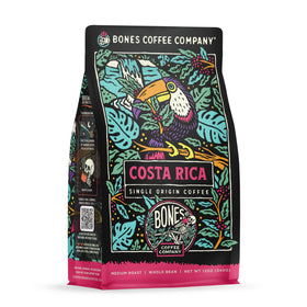Bones Coffee Costa Rica single-origin bag showing premium aroma for a smooth morning brew
