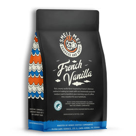 Bones Coffee creamy vanilla brew with rich aroma, ideal for a luxurious start.