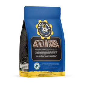 Cup pour of Bones Coffee Fallout Wasteland Crunch highlighting chocolate flavor aroma