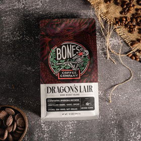 French press brew of Dragon's Lair delivers full-bodied flavor.