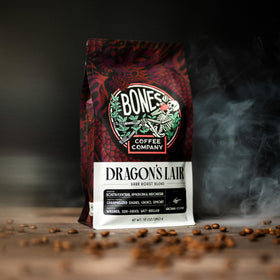 Dragon's Lair pour-over setup showcasing smoky caramel notes.
