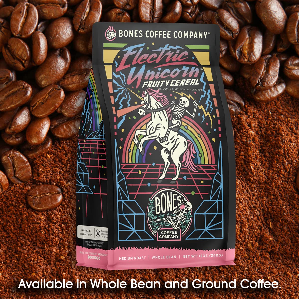 Bones Coffee Electric Unicorn auto drip brew scene for convenient morning coffee
