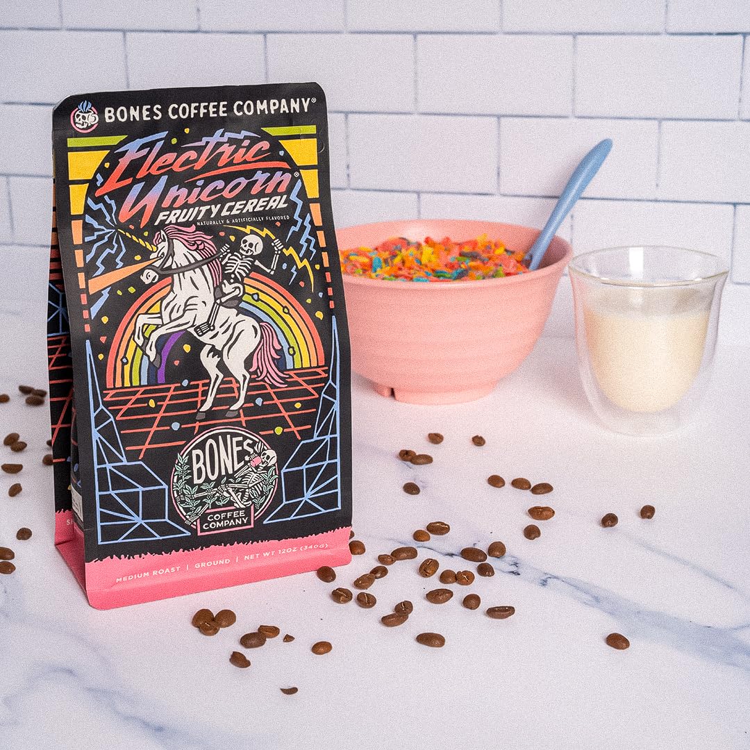 Bones Coffee Electric Unicorn beans ready for grinding to your preferred method