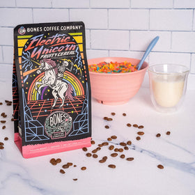 Bones Coffee Electric Unicorn beans ready for grinding to your preferred method