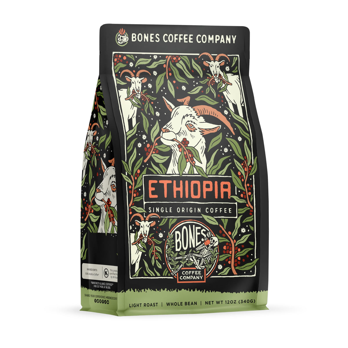 Bones Coffee Company Ethiopia aroma highlighting citrus and floral notes for mornings