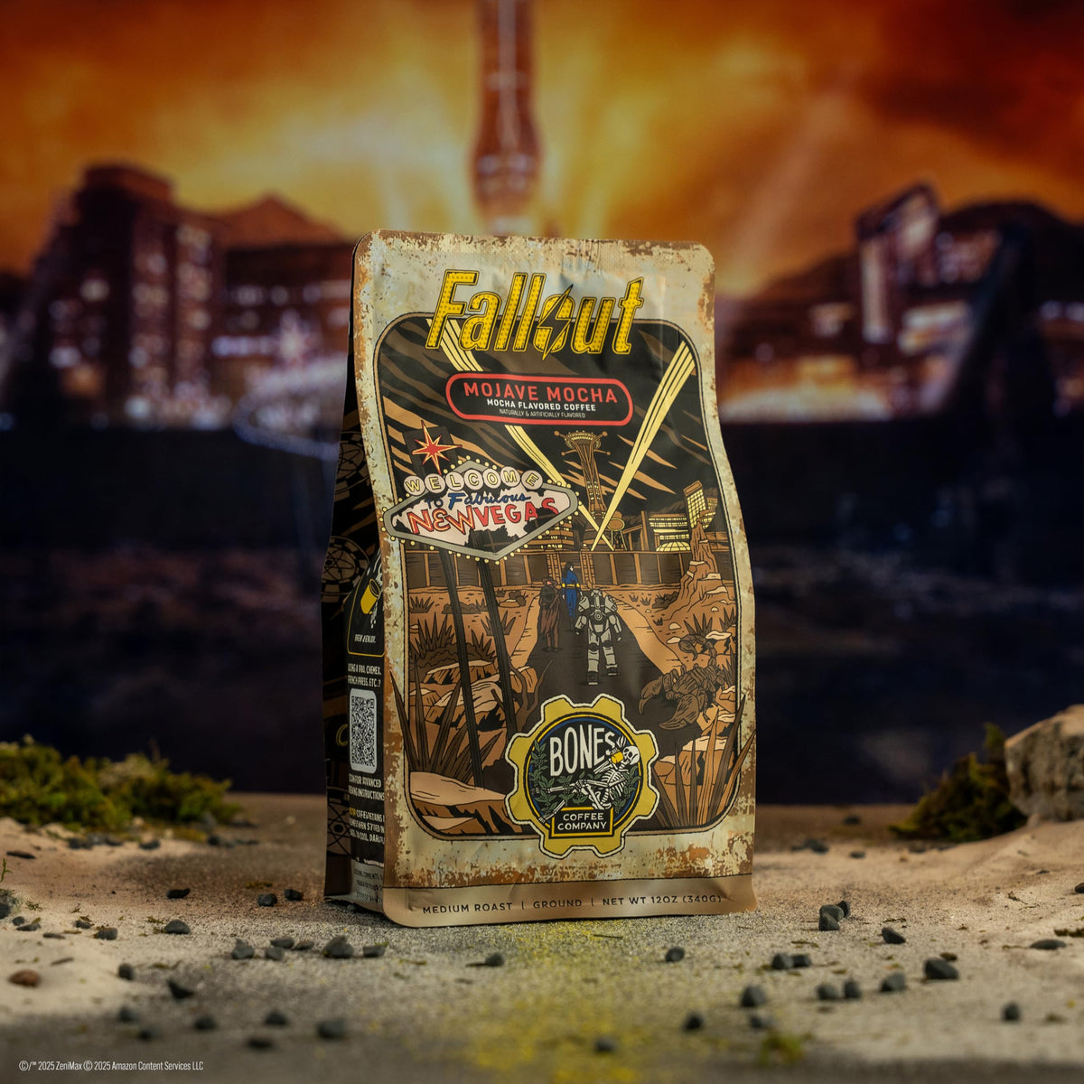 Bones Coffee Fallout Mojave Mocha ground coffee ideal for auto drip and pour-over.