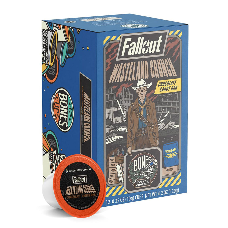 Bones Coffee Fallout Wasteland Crunch pod pack for Keurig brewers.