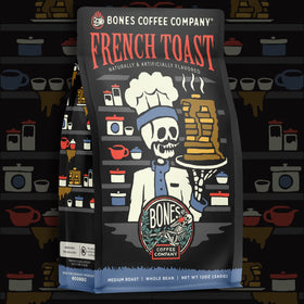 Bones Coffee Company French Toast French Press setup shows smooth, low-acid profile.