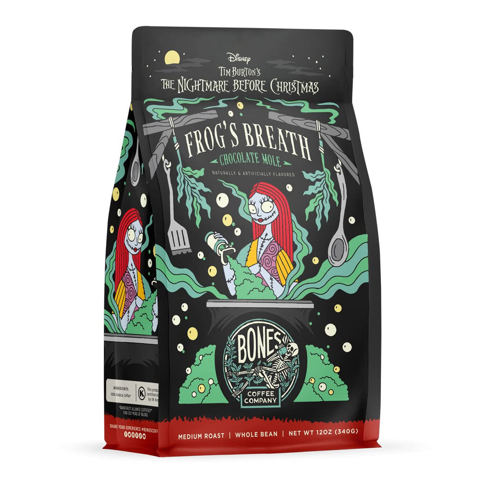 Bones Coffee Frog's Breath beans showcase rich roast and chocolate notes