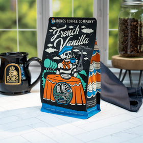 Bones Coffee ground coffee ready for auto drip and versatile brew methods.