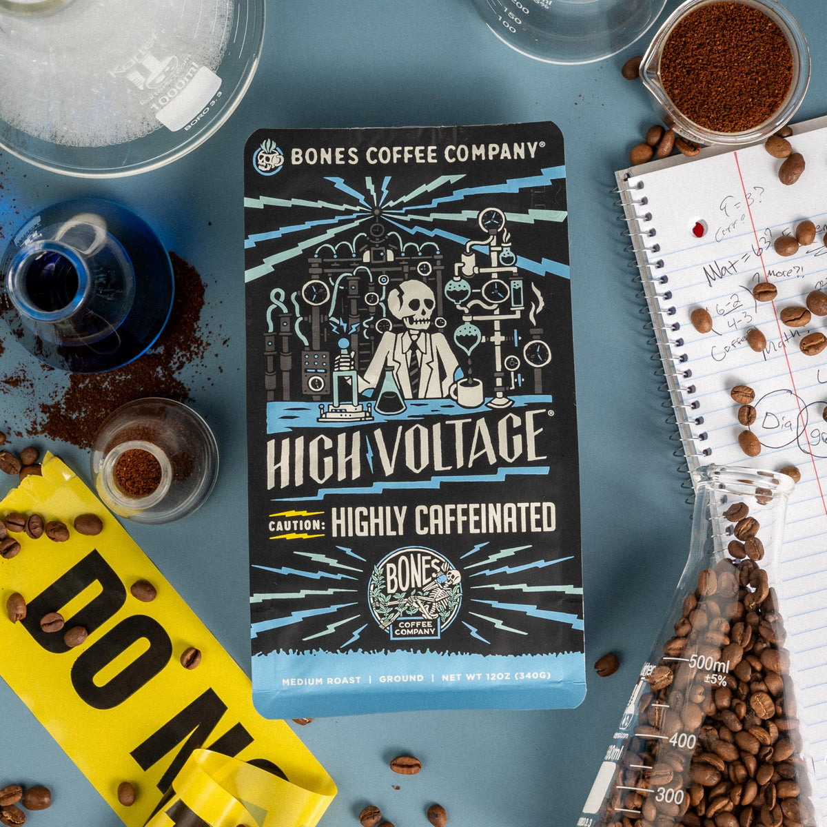 Bones Coffee High Voltage brew cup with rich flavor and strong aroma.