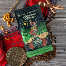 Bones Coffee Highland Grog ground coffee for auto drip brewing