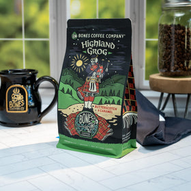 Bones Coffee Highland Grog medium roast delivers smooth, low-acid cup