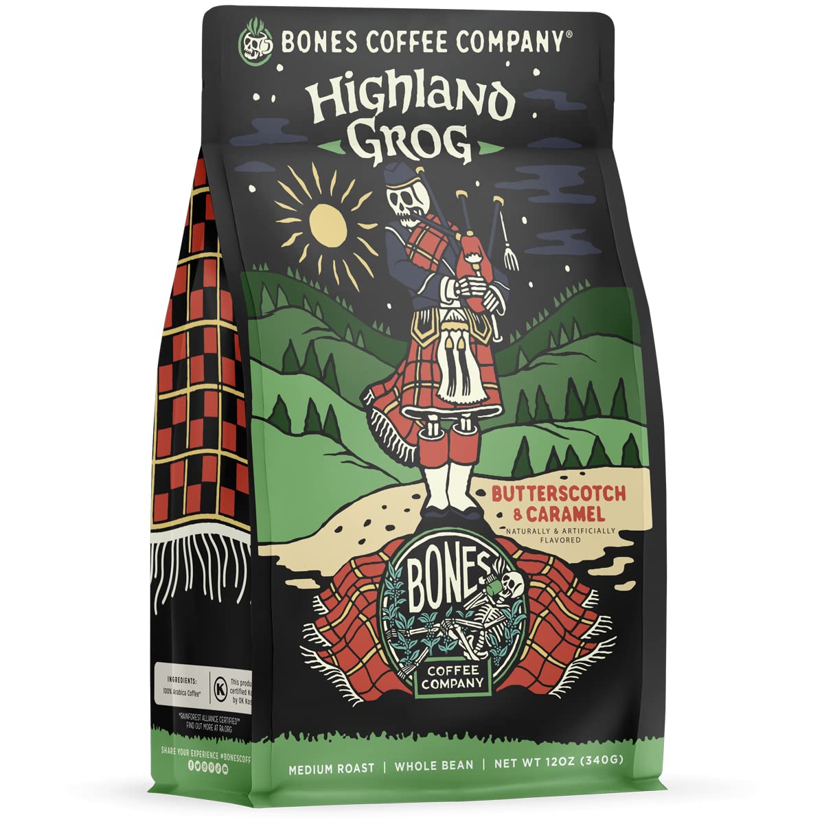 Bones Coffee Highland Grog sealed resealable bag preserves freshness