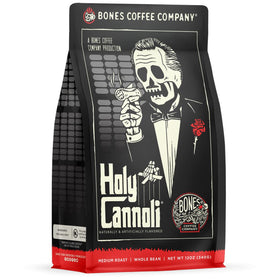 Bones Coffee Holy Cannoli bag front with cannoli flavor branding