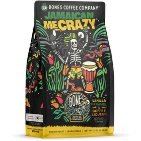 Bones Coffee Jamaican Me Crazy vanilla caramel ground bag ready for your morning brew.