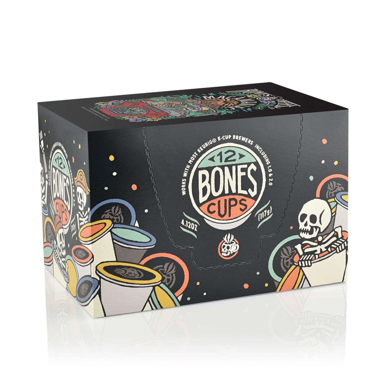 Bones Coffee Macamaniac pod closeup reveals buttery macadamia and coconut aroma.