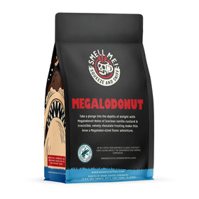 Bones Coffee Megalodonut cup showing chocolate frosting notes for dessert pairing