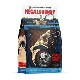 Bones Coffee Megalodonut cup with vanilla custard aroma for a morning ritual
