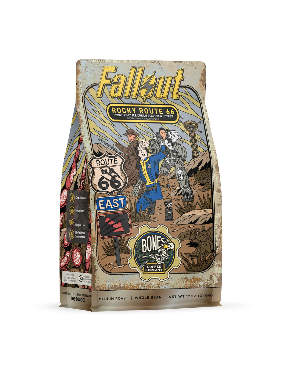 Bones Coffee Rocky Route 66 beans for bold, adventurous mornings.