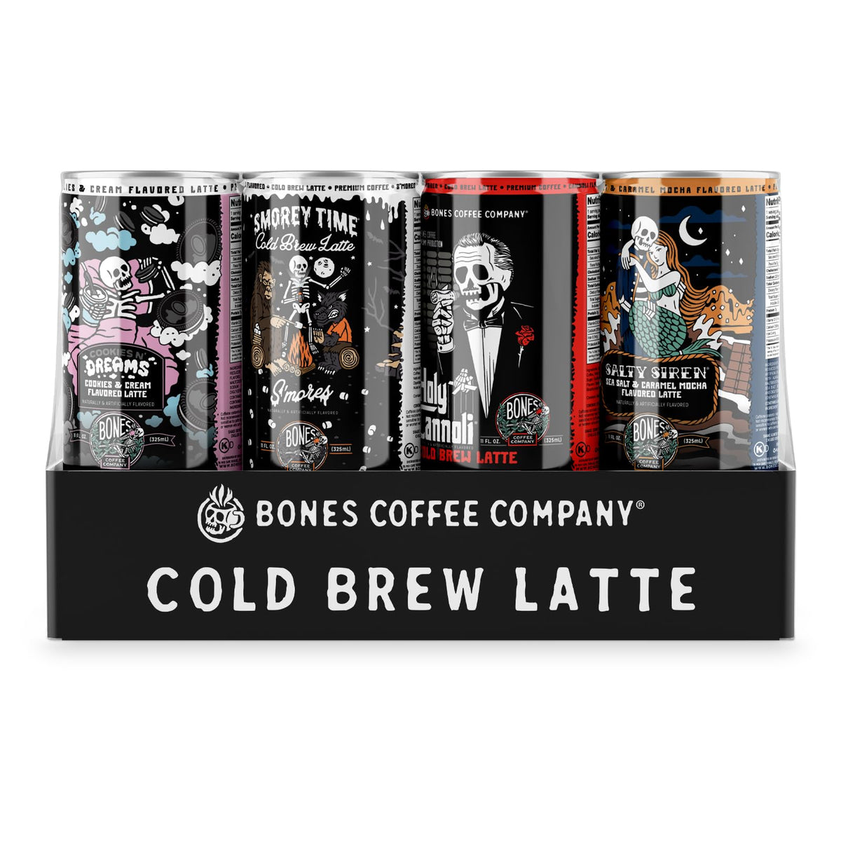Bones Coffee Salted Caramel Mocha latte can with smooth, balanced flavor for busy days.