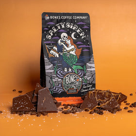 Bones Coffee Salty Siren auto drip brew in progress for quick flavorful servings.
