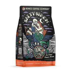 Bones Coffee Salty Siren cup with caramel sea salt flavor and rich aroma for a comforting morning