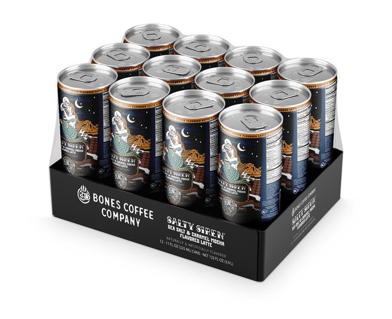Bones Coffee Salty Siren Latte can in hand for on-the-go mornings.