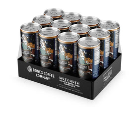 Bones Coffee Salty Siren Latte can in hand for on-the-go mornings.