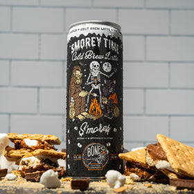 Bones Coffee S'mores Latte foam highlights marshmallow sweetness