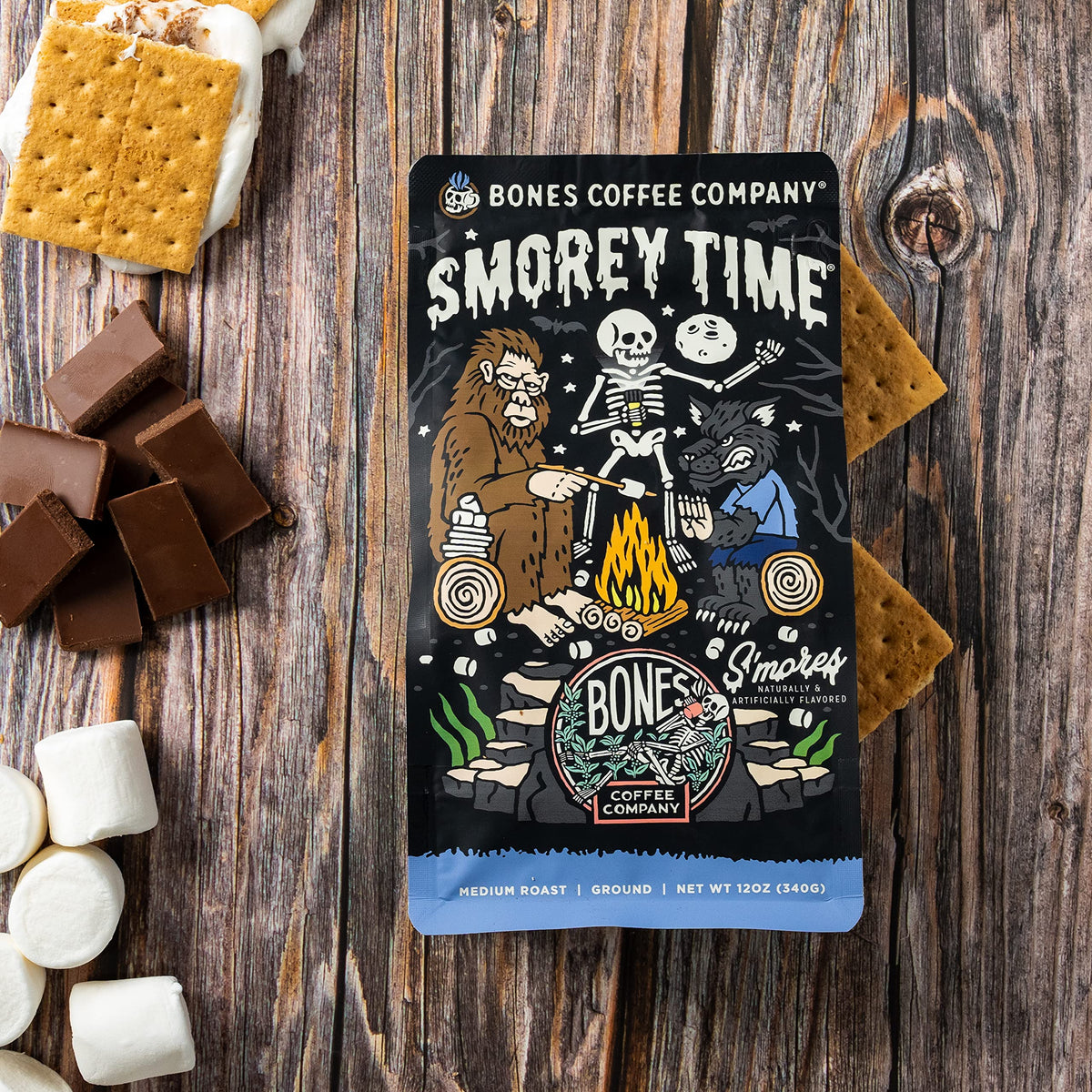 Bones Coffee S'morey Time grind guide indicating auto drip suitability