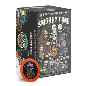 Bones Coffee Smorey Time pod packaging for quick single-serve flavor.