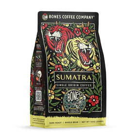 Bones Coffee Company Sumatra single-origin beans for home brewing with rich flavor