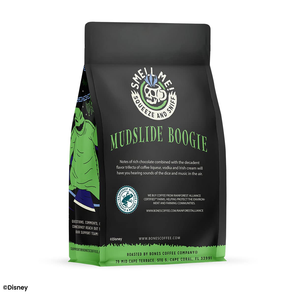 Bones Coffee Mudslide Boogie ground coffee for auto drip machines.